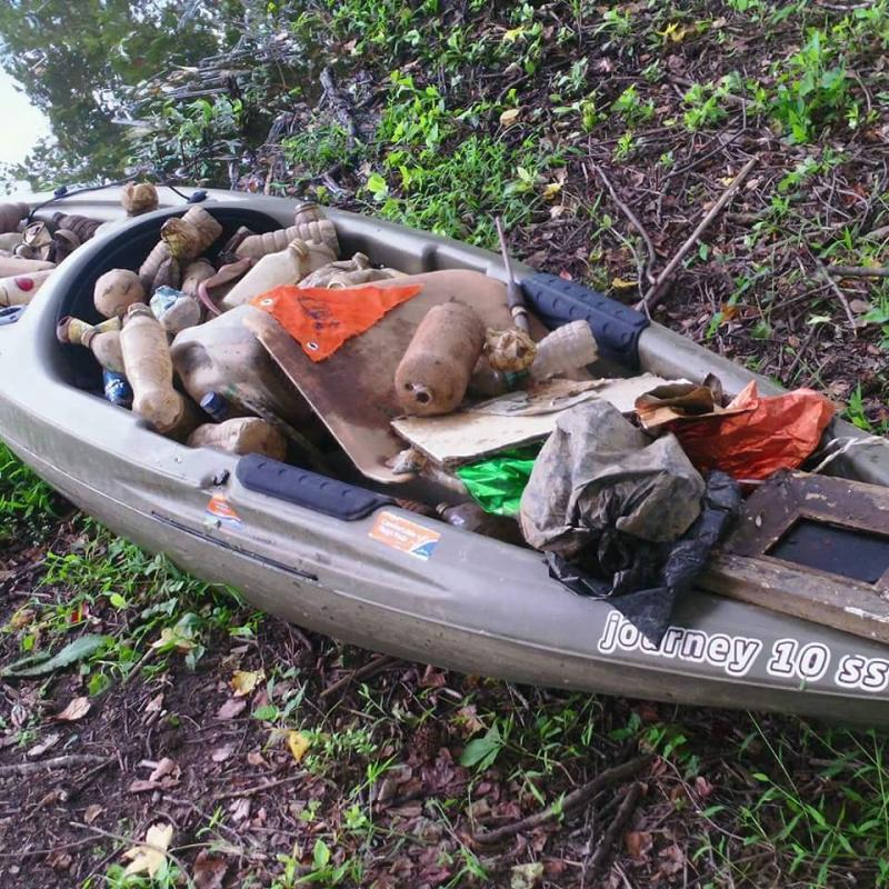 Boating and trash cleanup 